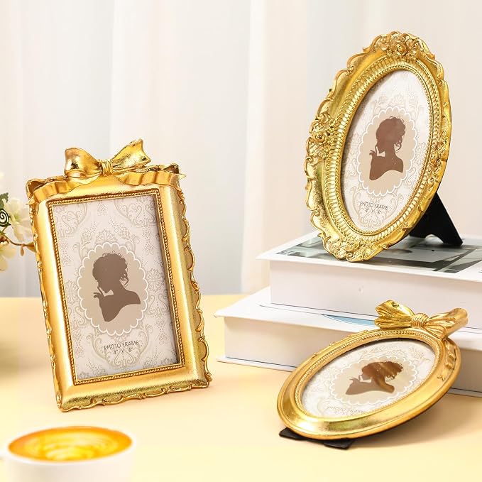 Vicenpal 6 Pcs Tiny Picture Ornate Frames 4 x 6 Inch Small Vintage Oval Picture - Image 2