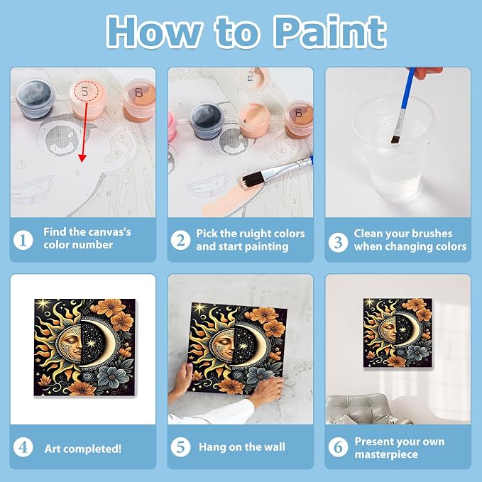 hkejoi Moon Paint by Numbers Kit - Image 8