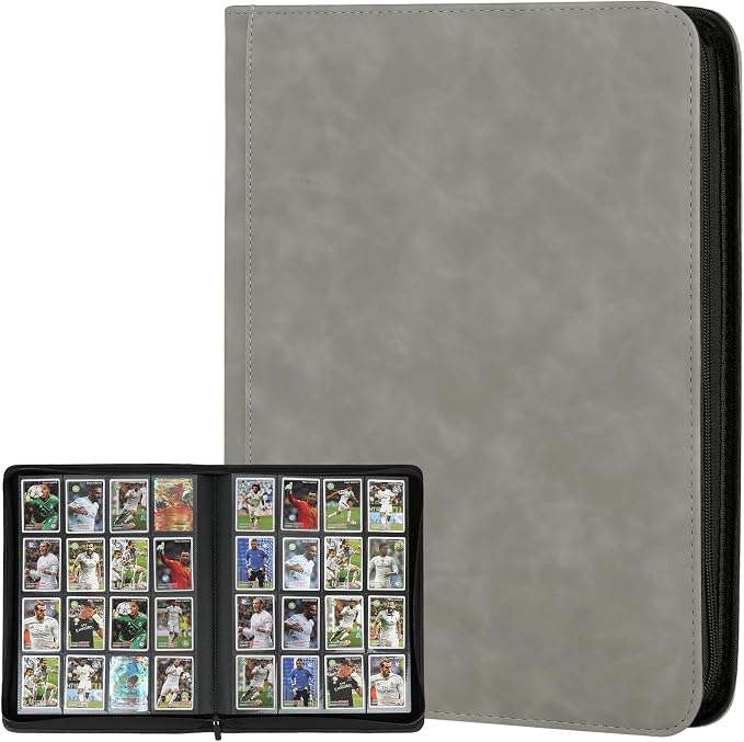 16 Pocket Ringless Side Loading Trading Card Binder, 1024 Cards PU Fixed Page by GERMUN