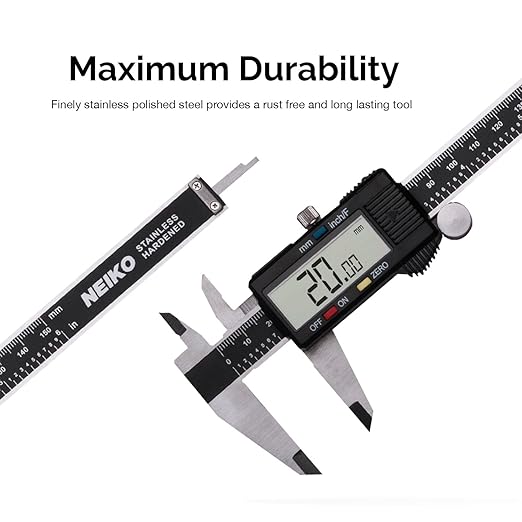 NEIKO 01409A 12” Electronic Digital Caliper | Extra Large Display | 0-12 Inches | Inch/Fractions/Millimeter Conversion | Polished Stainless Steel