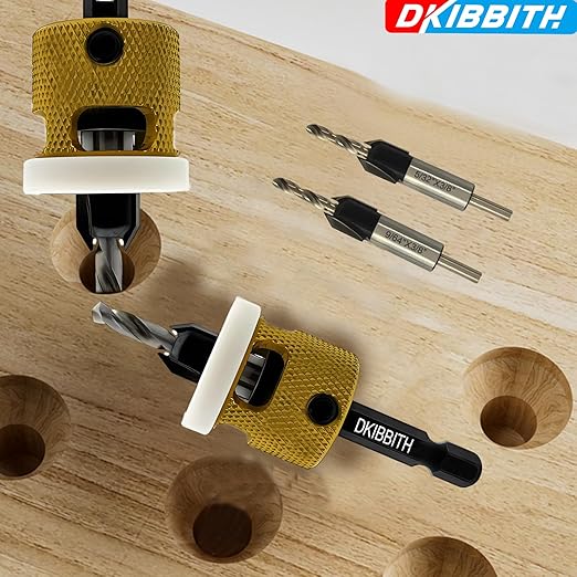 3 Pcs Countersink Drill Bit Set, HSS M2 Tapered Bits #10#12#14-1/8" 9/64" 5/32" Drill, 3/8” 82° Counter-Bore, 1/4” Hex Shank, with Adjustable Depth Stop for Accurate Woodworking with Carrying Case