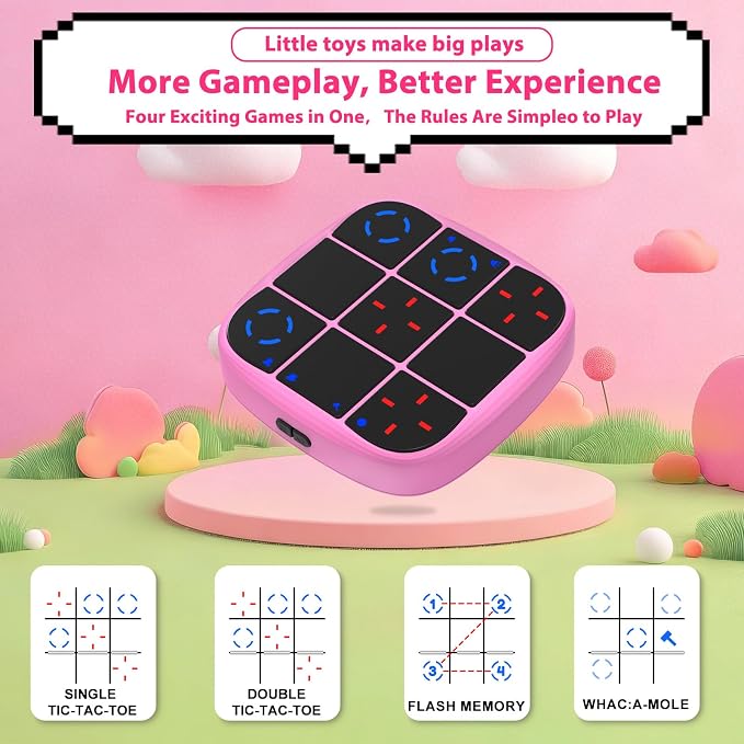 KOQQQ Rechargeable Tic-Tac-Toe Bolt Game, Upgraded 4-in-1 Handheld Puzzle - Image 2
