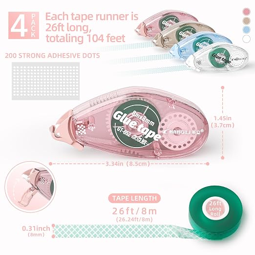 FUNSKY 4 Pack Double Sided Tape Roller - Image 2