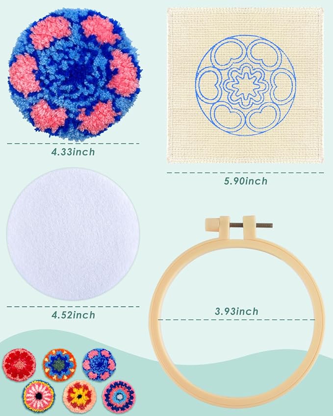 ERKOON Punch Needle Coasters Kit Adults Beginners, Needling Punching Project - Image 3