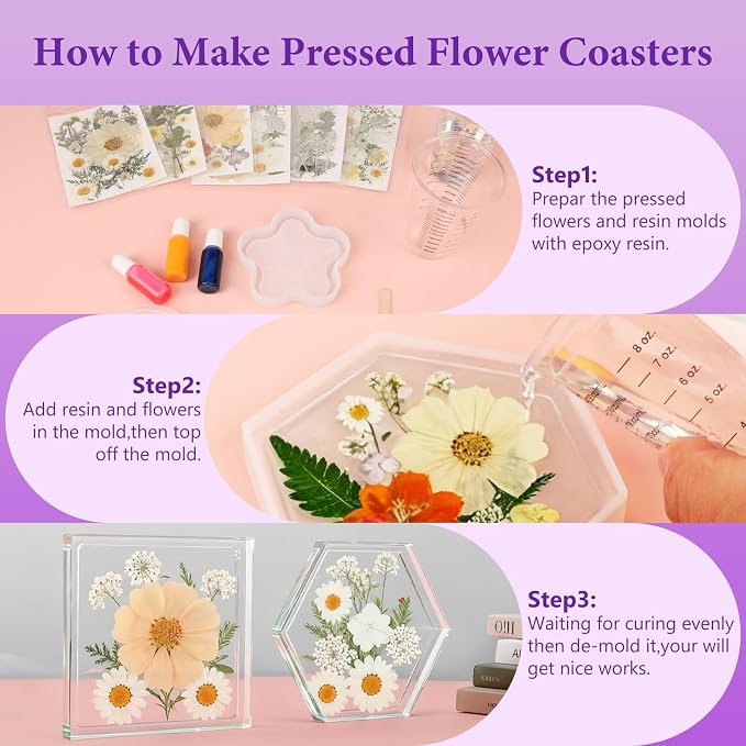 NESCCI 247 Pcs Dried Flowers for Crafts, Real Natural Dried Pressed Flowers in - Image 6