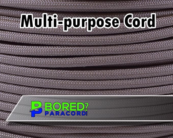 BORED? PARACORD! 550 lb Paracord - Ideal for Crafting, Camping, DIY Projects, Active & Military Outdoors - Strong Survival Rope - Tactical Parachute Cord Type III - Light Tan 50 Feet