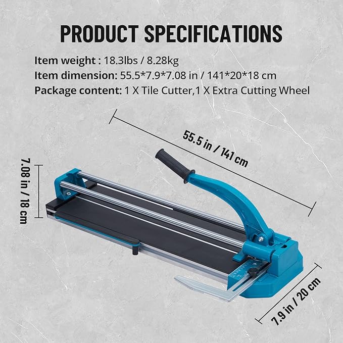 Manual Tile Cutter,24/32/48 Inch Tile Cutter With Tungsten Carbide Cutting Wheel,Infrared Positioning, Precise Tile Cutter Tools (48 inch double rails)