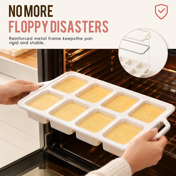 Vinino Compact 8-Cavity Mini Silicone Loaf Pan Cream - Image 8