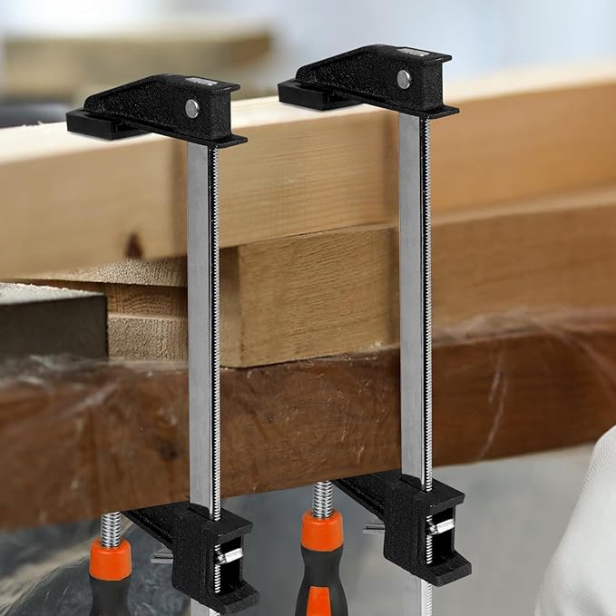 4-Pack 18 inch Long Bar Clamps, Heavy Duty, Force 600 Lbs, Adjustable and Quick Release, Woodworking Clamps, Throat Depth 2.5 inch with Plastic Handle