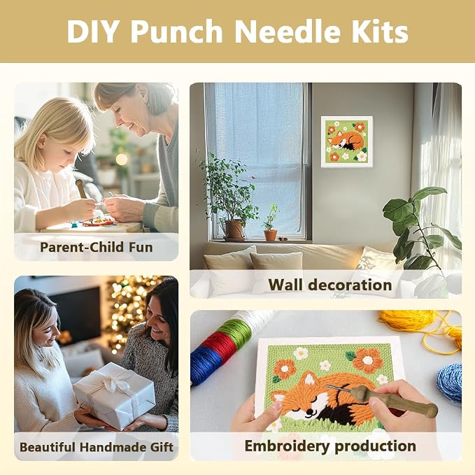Doodlream Sleeping Fox DIY Punch Needle Embroidery Kit - Image 4