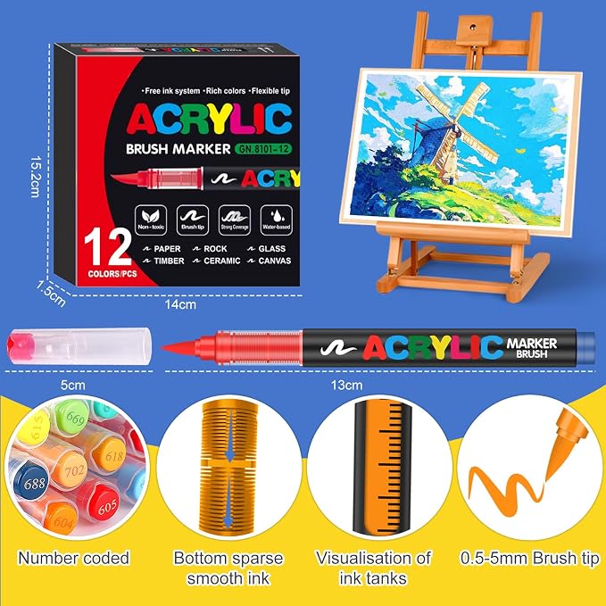 Amamao Acrylic Paint Markers, Soft Brush Tip Pens and Markers, Acrylic Paint - Image 2