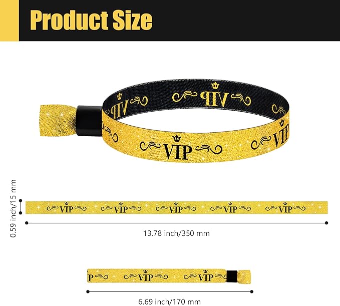 100 Pcs VIP Cloth Event Wristband, Disposable VIP Wristbands for Events, Colored VIP Wristbands Events,for Lightweight Concert,Club Entrance Wrist Strap Party Wristband Event (Color : Gold)