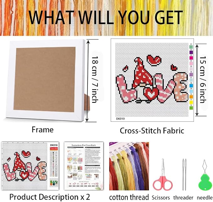 Tiwabb Gnome Cross Stitch Kits for Adults, Love Stamped Cross Stitch Embroidery - Image 3