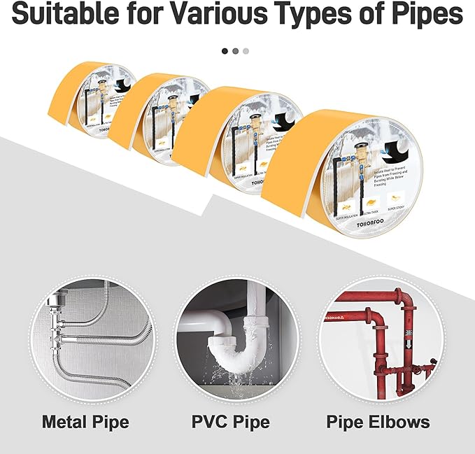 Pipe Insulation Tape, Foam Insulation Tape for Outdoor Pipes Winter Freeze Protection, Foam Pipe Insulation Wrap, Heat Tape for Water Pipes, Copper Pipes, PVC, AC Line, 3in x 15ft, White
