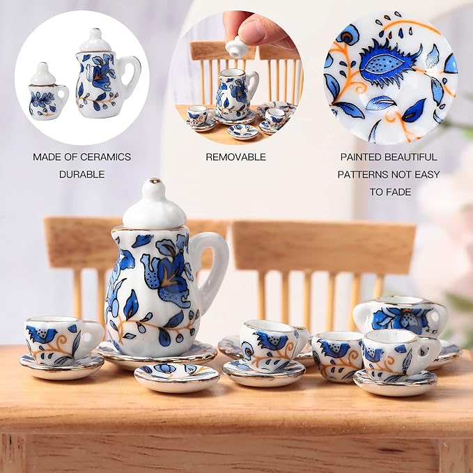 Geiserailie 2 Set 1:12 Dollhouse Miniature Porcelain Tea Cup 30 Pieces Mini - Image 3