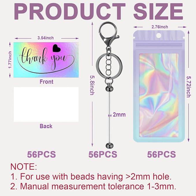 42/84/126 Pcs Beadable Keychain Bars Bulk Blank DIY Beaded Keychain Making - Image 3