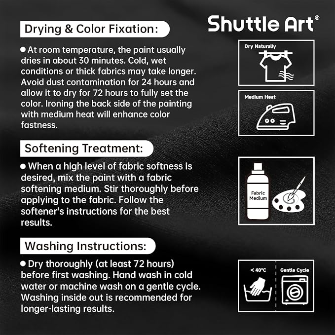 Shuttle Art White Fabric Paint, 16.9 oz Permanent Fabric Paint - Image 9