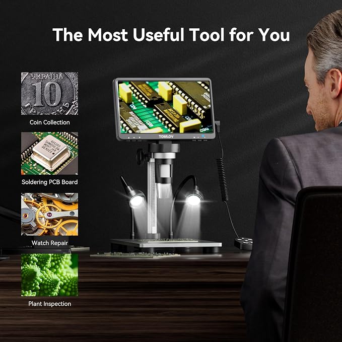 TOMLOV DM9 7" Digital Microscope: 1080P 1200X Coin Microscope Magnifier - Image 9