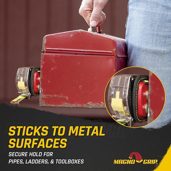 MagnoGrip 002-290 Quick Snap Magnetic Tape Measure Holder - Heavy-Duty, Durable, Hands-Free Magnetic Holder for Construction, Carpentry, & Tool Belts - Ideal for Professionals & DIY Enthusiasts, Red