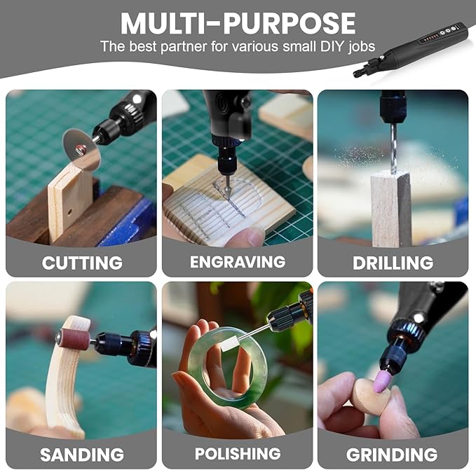 HARDELL Mini Cordless Rotary Tool 4V, 6 Variable Speeds Rotary Tool Kit with 35pcs Accessories, 2000mAh Rechargeable Power Rotary Tools, for Carving, Sanding, Engraving, Grinding, Cutting