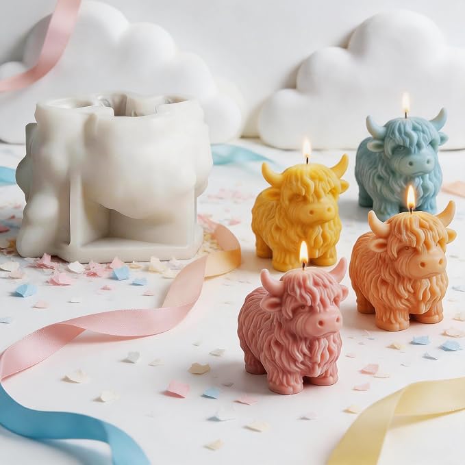 Highland Cow Silicone Molds 3D Animal Candle Soap Resin Casting DIY Craft | - Image 7