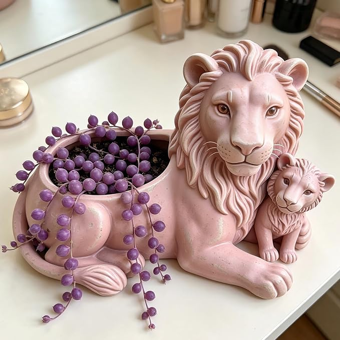 Lion and Cub Flower Pot Silicone Resin Molds, Animal DIY Making Decor Art Crafts - Image 5