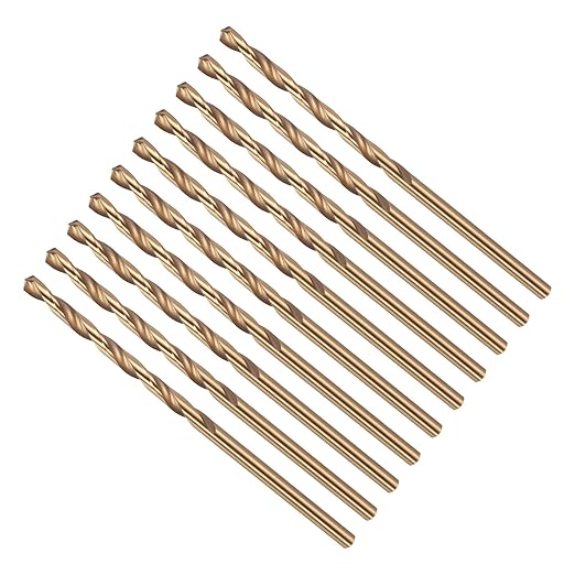 Drill Bit, #43 Cutting Diameter, 4341 HSS Gold Finish 118° Cutting Angle Number Jobber Bits - (Applications: for Drilling Soft Metal Plastic Wood), 10-Pieces
