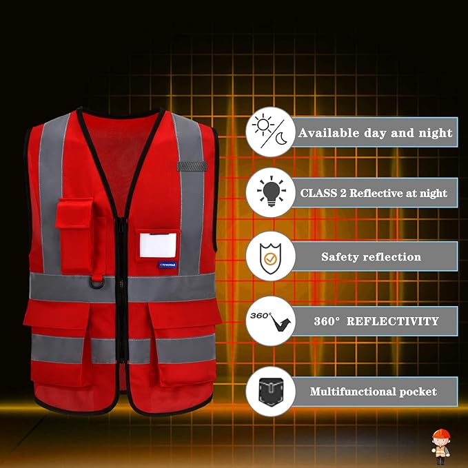 A-SAFETY Red High Visibility Vest