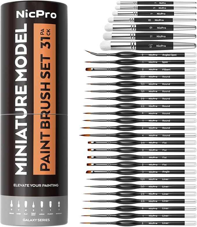Nicpro Miniature Paint Brushes Drybrush by Nicpro