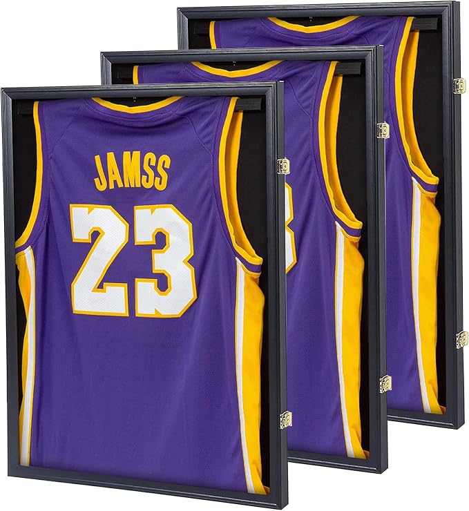 Jersey Frame Display Case 3 Pack, Large Lockable Shadow Box Sports Jersey Frame by Zmiky