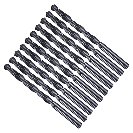 Drill Bit, 6.8mm Cutting Diameter, 4241 HSS Nitriding Black 118° Cutting Angle Versatile Jobber Bits - (Applications: for Drilling Plastic Wood Soft Metal), 10-Pieces