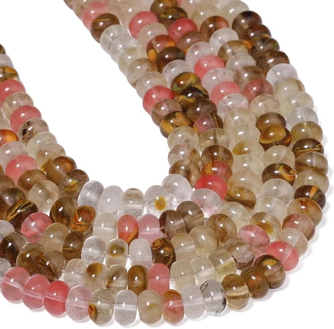Songxi 5x8mm Natural Watermelon Rind Stone Rondelle Beads, Gemstone - Image 7