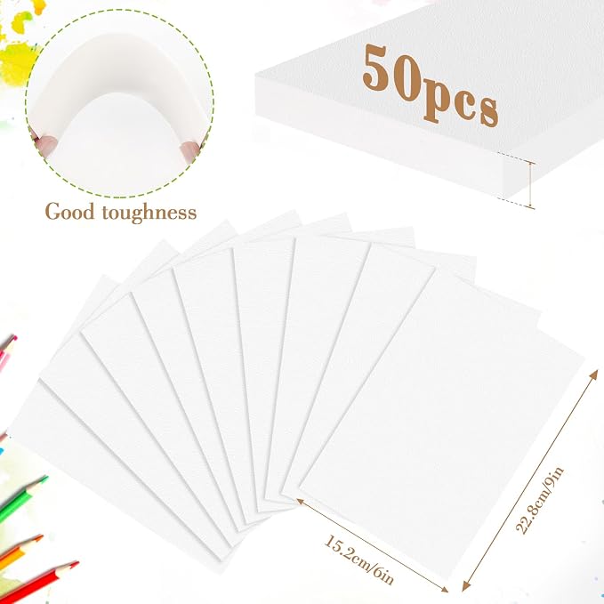 50PCS 9x6 Watercolor Paper Bulk, 140lb/300g Cold Press Thick Water Color Paper - Image 2