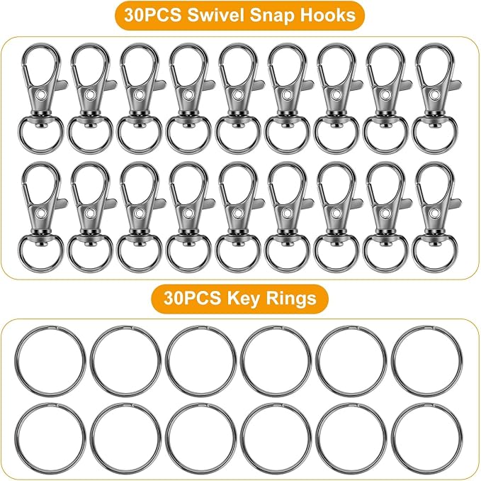 60PCS Keychain Making Kit, Including 30PCS Keychains Clips Hooks and 30PCS Key - Image 2