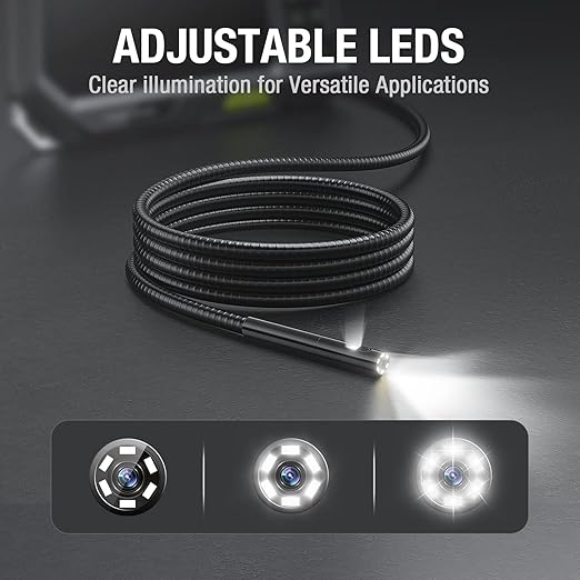 Dual Lens Endoscope with 5" Monitor, Teslong NTS500 Industrial Waterproof Borescope Inspection Camera with 0.21in Front & Side-View Double Lens with 9.8FT Probe, 5-Inch IPS LCD Screen & Case