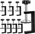 8 Pack 2 Inch C Clamp, Heavy Duty Aluminum Desk Clamp with Stable Wide Jaw, Adjustable Universal C-Clamp, Black G Clamps for Tables Desk Mount Holder