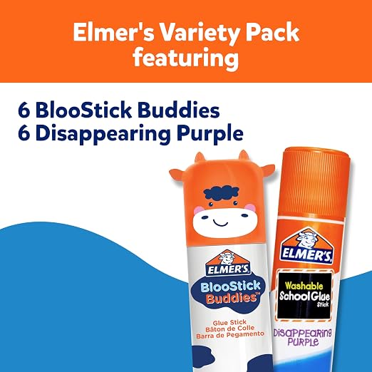 Elmer's Glue Sticks Combo Pack, BlooStick Buddies & Disappearing Purple - Image 2