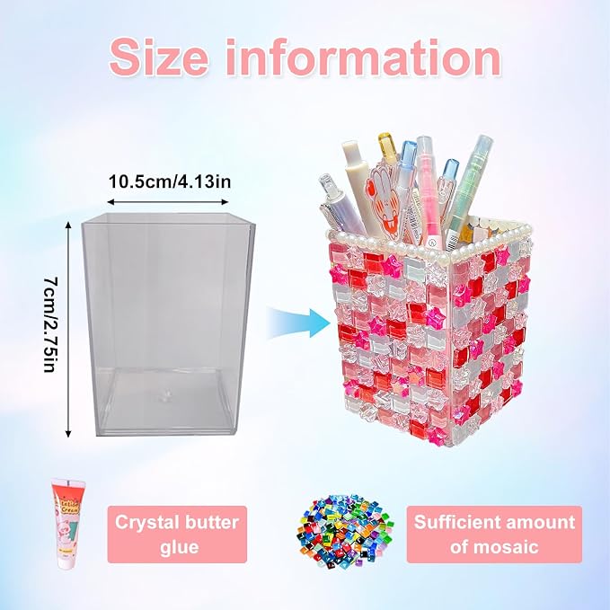 shuielai Mosaic Pen Holder Kit, Acrylic Tile Craft Set Creates Desk Organizer - Image 2