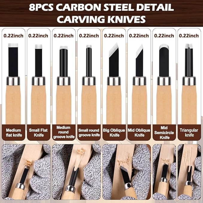 Christmas Wood Carving Kit, 24Pcs Carving Tools with Christmas Surprise Present,Whittling Knife Kit with 3 Block Carving Knives Advent Calendar 2025 for DIY Aldult Beginners Hobby
