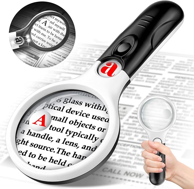 Compact Magnifying Glass with Lights, 3 LED Light Magnifying Glass by NZQXJXZ