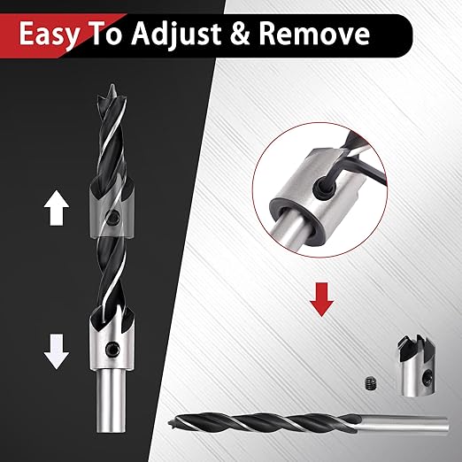 Countersink Drill Bits Set, 7-Pack High Carbon Steel Countersink Drill Bits for Wood, Woodworking Carpentry Reamer with 1 Free Hex Key Wrench