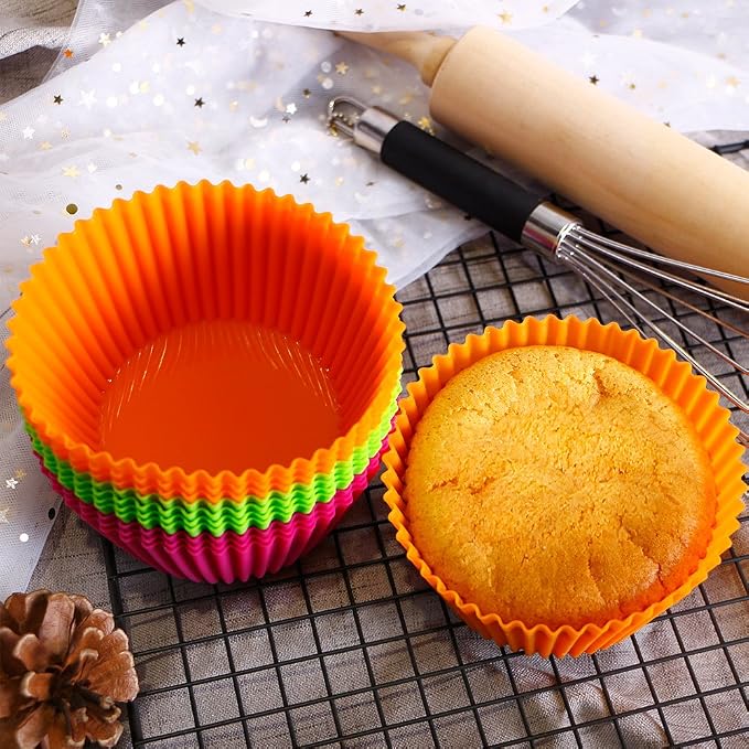 Webake Silicone Baking Cups, 4.3 nch Jumbo Nonstick Cupcake Liners 12-Pack | - Image 5