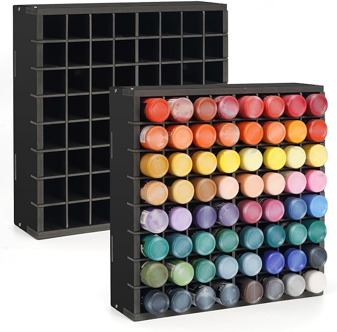 Krafetto 2 Pack 64 Grids Paint Organizer Storage Rack, Wall-mountable Craft by Krafetto