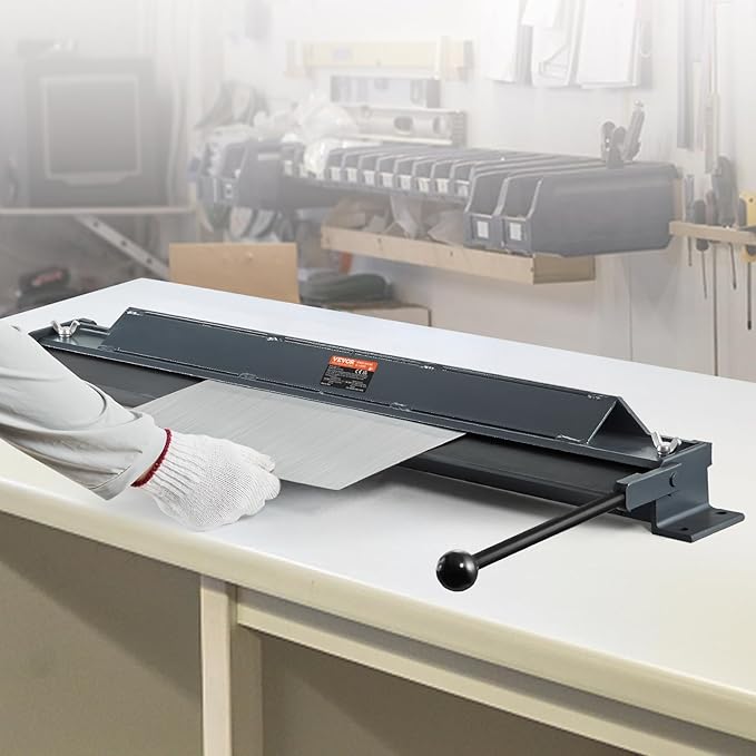 VEVOR Box and Pan Brake, 36-Inch, 0-130 Degrees Sheet Metal Bending Brake, Portable Mini Metal Bender with 20 Gauge Low Carbon Steel 14 Gauge Aluminum Capacity Power Handle, for Metal Bending