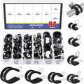 Glarks 84Pcs 7 Sizes 304 Stainless Steel & Rubber Insulated Pipe Clamps Set, Black