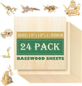 24 Pack 12"x12"Basswood Sheets 1/8", 3mm Basswood by QSJQllo