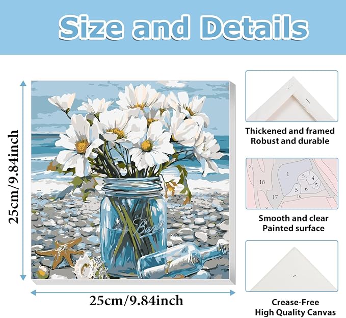 hkejoi Flowers Paint by Numbers Kit - Image 3