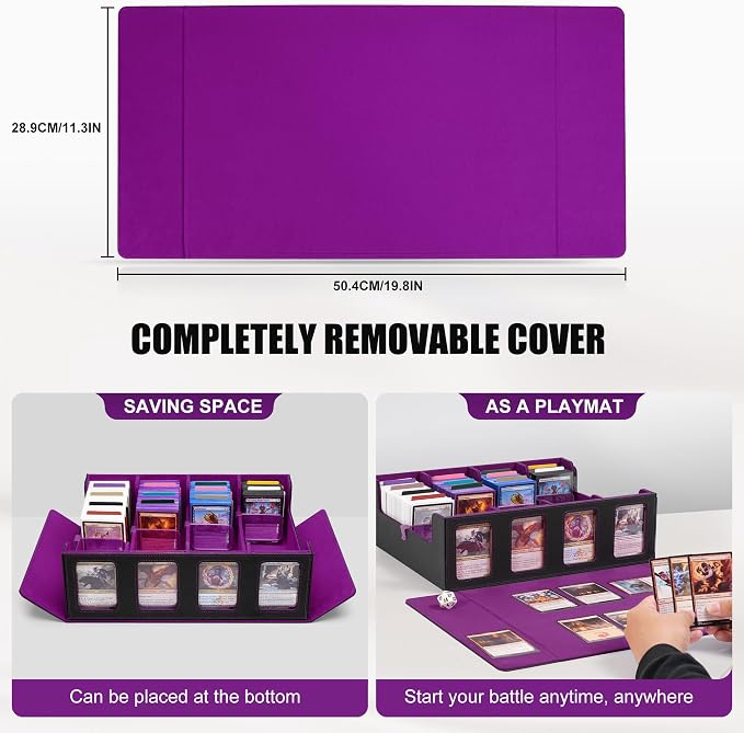 Trading Card Storage Box with Commander Display, 4-Row Deck Case with Removable - Image 5