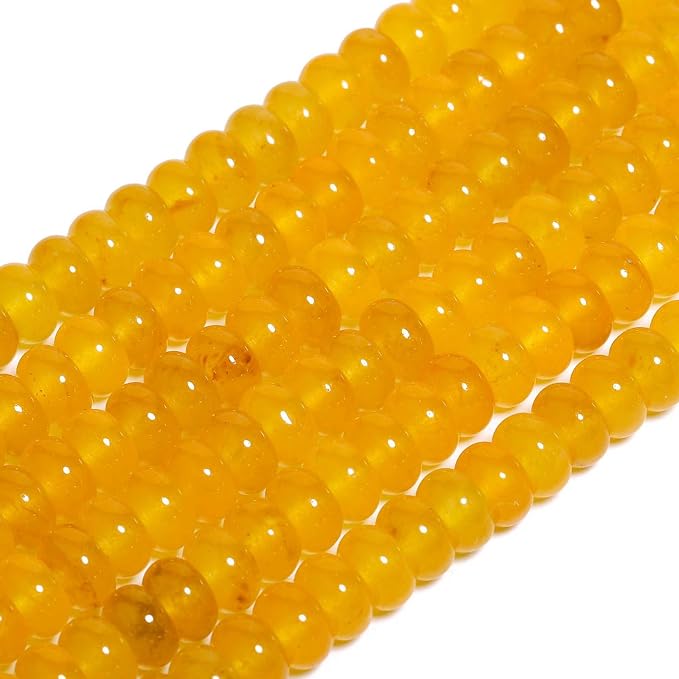 Songxi 5x8mm Natural Yellow Stone Rondelle Beads, Gemstone - Image 4
