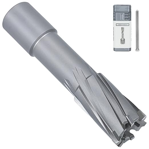 KEENTECH Carbide-Tipped Annular Cutter, 13/16" Diameter x 2" Depth, 3/4" Weldon Shank (2 Flat), High Speed Cutting TCT Mag Drill Bit with Pilot Pin for Harder Material, Stainless Steel, Cast Iron
